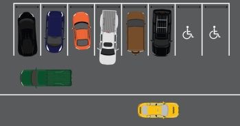 Illustrated parking lot with open handicap spaces