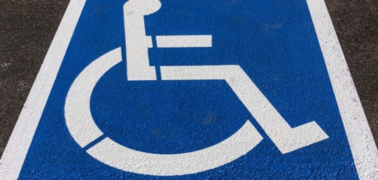 A painted handicap parking spot
